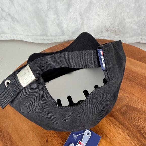 FILA Hat Black with Logo One Size Cotton Baseball Cap Adjustable Buckle - Picture 5 of 11